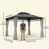 10' x 12' Outdoor Gazebo Canopy, Double Roof Hardtop Gazebo with Polycarbonate Roof, Steel Frame, Nettings and Curtains, for Garden, Lawn, Backyard and Deck