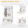 3-In-1 Hall Tree w/ Coat Rack, Shoe Storage and Bench Seat, Entryway Bench w/ 4 Hooks for Hallway, Living Room, White