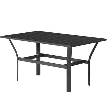 Outdoor Side Table with Slatted Tabletop, Metal Patio Coffee Table for Garden, Balcony, Black