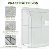 7' x 3' x 7' Outdoor Lean-to Walk-In Greenhouse w/ Roll-up Mesh Windows, Zipper Door and 3-Tier Shelves, White
