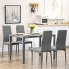 5-Piece Rectangular Glass Kitchen Table and Chairs with Metal Frame and Faux Leather Upholstery for Dining Room, Grey