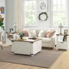 Farmhouse Coffee Table, Square Center Table with Flip-top Lids, Hidden Storage Compartment and Wooden Legs