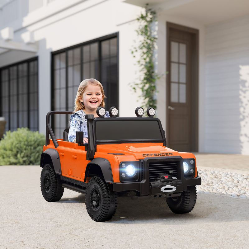 Qaba Land Rover Licensed Kids Ride on Truck with Remote Control, Spring Suspension, LED Lights, 3 Speed for Ages 3-5, Orange