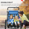 2-in-1 Bike Trailer for Kids, Foldable 2-Seat Baby Stroller with 5-Point Harness, Rubber Wheels, Storage Bag, Blue