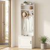 Modern Hall Tree with Shoe Storage Bench, Coat Rack and Shelves, White