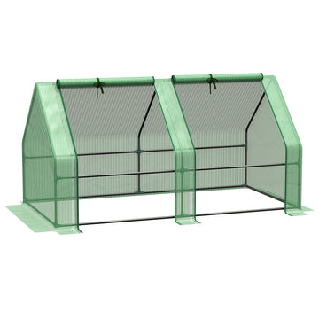6' x 3' x 3' Portable Tunnel Greenhouse Outdoor Garden Mini with Large Zipper Doors & Water/UV PE Cover Green