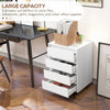 4 Drawer File Cabinet, Vertical Filing Cabinet with Wheels, Modern Printer Stand for Home Office, White