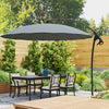 9FT Cantilever Umbrella with 16 Fibreglass Ribs, Offset Hanging Umbrella, Patio Umbrella with Crank and Cross Base, Grey