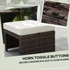 2 Pieces Wicker Outdoor Ottomans with Removable Cushions, Rattan Outdoor Seating, Footrest and Side Table, Khaki