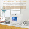 Portable Dishwasher, Counter Dishwasher with 4 Place Settings, 5 Washing Programs, Air-Dry Function, 6L Water Tank, White