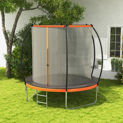 Soozier 10ft Outdoor Trampoline with Enclosure Net and Ladder, Backyard Fitness Trampoline for Teens and Adults