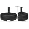 Plastic Half Round Umbrella Base, Sand or Water Filled Half Patio Umbrella Stand Holder 40lb Water or 46lb Sand, Black