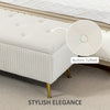 Storage Ottoman Bench, 43 Inch Large Storage Chest with Steel Legs and Padded Seat, Foot Rest, Load 485 lbs, Beige