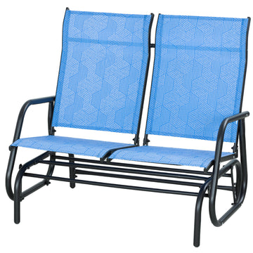 Outdoor Glider Bench, Patio Glider for 2 Persons, Blue