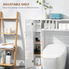 Over the Toilet Storage Cabinet, Freestanding Bathroom Organizers Cabinet with Flip Up Door and Adjustable Shelves for Laundry Room, White