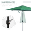 10' x 8' Round Market Umbrella, Patio Umbrella with Crank Handle and Tilt, Outdoor Parasol for Garden, Bench, Lawn, Green