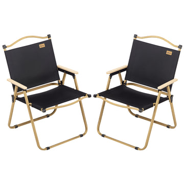 Set of 2 Camping Chair, Lightweight Folding Chair, Portable Armchairs, Excellent for Festivals, Fishing, Beach and Hiking, Black