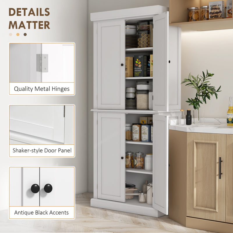Garde-manger de cuisine autoportant de 72,5 po avec 4 portes