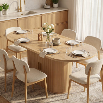 Dining Table Modern Farmhouse Kitchen Table Under-Table Cabinet Oak