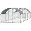 Galvanized Large Metal Chicken Coop Cage Walk-in Enclosure Poultry Hen Run House Playpen Rabbit Hutch with Cover for Outdoor Backyard