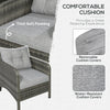 5 Pieces Wicker Patio Furniture Sofa Set Thick Padded Cushions, Outdoor PE Rattan Conversation Coffee Set with Armchairs, Footstools and Glass Top Table, Light Grey
