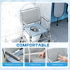 Rolling Shower Chair, Bedside Commode Wheelchair with Padded Seat, Backrest, for Seniors, Disabled, 300 lbs, Black