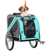 Dog Bike Trailer Pet Cart Bicycle Wagon Cargo Carrier Attachment for Travel with 3 Entrances Large Wheels for Off-Road & Mesh Screen, for Small Medium Dogs, Green