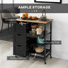 Kitchen Cart on Wheels, Rolling Kitchen Island Cart with Wood Top, 3 Drawers and Shelves for Home Dining Area