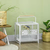 Bird Travel Carrier Cage for Parrots Conures African Grey Cockatiel Parakeets with Stand Perch, Stainless Steel Bowls, Pull Out Tray, Black