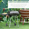 Charcoal BBQ Grill with Warming Rack & Storage Side Table, Portable Barbecue Smoker, 89 x 60 x 83 cm, Black