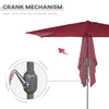 6.5x10ft Patio Umbrella, Rectangle Market Umbrella with Aluminum Frame and Crank Handle, Garden Parasol Outdoor Sunshade Canopy, Wine Red