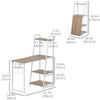 Computer Desk with Storage Sheves and Foldable Tabletop, Writing Desk for Home Office and Study, White, Natural
