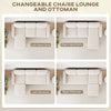 Sectional Sofa, L Shaped Couch, with Changeable Chaise or Ottoman, Cream White