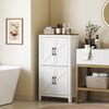 Farmhouse Bathroom Storage Cabinet, Bathroom Floor Cabinet with Barn Doors and Adjustable Shelves, White