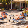 Folding Outdoor Lounge Chair, 5-Level Tanning Chair with Face Hole, Side Pocket, Carry Strap for Beach Pool, Grey