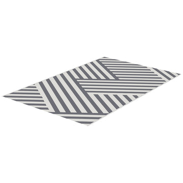 Reversible Outdoor RV Rug, Patio Floor Mat, 6' x 9' Plastic Rug for Backyard, Deck, Beach, Camping, Grey and Cream