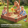Wooden Sandbox with Cover, Kids Sandbox Outdoor with Adjustable Canopy and Seats for Backyard, Beach, Dark Brown