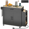 Kitchen Island with Storage, Rolling Kitchen Cart with Foldable Drop Leaf, Power Outlet and USB Ports