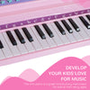 Qaba Mini Electronic Musical Piano 37 Key Keyboard Multifunction Kids Toy with Microphone Stool (Pink)
