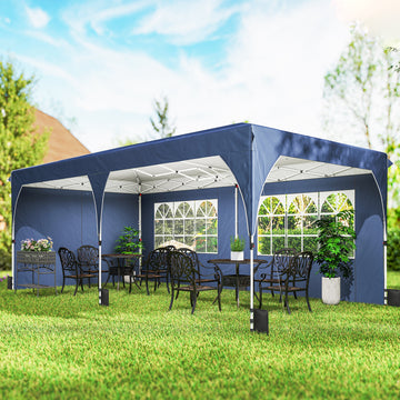 10 x 20 ft Pop Up Canopy Tent with Reflective Strips, UPF 50+ Easy up Instant Canopy with 6 Sandbags