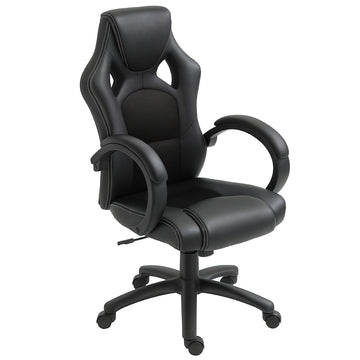 Racing Gaming Chair Office Chair Computer Desk Gamer Chair with Swivel Wheels, Padded Headrest, Tilt Function, Black
