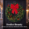 Christmas Decoration, 24 in Pre-Lit Crestwood Spruce Artificial Christmas Wreath, Bow, 50 LED Lights, Green