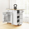 Kitchen Island on Wheels with Wood Drop Leaf, Charging Station, Rolling Kitchen Cart with Adjustable Shelf