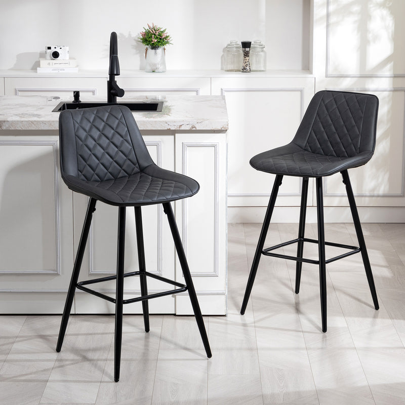 PU Leather Counter Height Bar Chairs Set of 2, 27.75