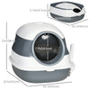 Foldable Large Cat Litter Box with Lid, Covered Kitten Litter Box w/ Automatic Cat Litter-Proof Sides, Deodorization, Easy to Clean, White and Grey