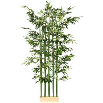 5ft Tall Artificial Bamboo Tree, Decorative Faux Plant with Pine Wood Base for Indoor Home Office Decor