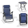 Zero Gravity Chair Set of 2 Patio Chair with Side Table Cupholders and Pillows for Pool, Backyard, Lawn, Blue