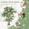 4FT Artificial Banyan Tree Set of 2, Fake Potted Tree with Solid Wood Trunk and Pot for Indoor
