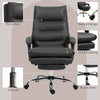 Executive Office Chair with 6-Point Massag, Microfibre Reclining Computer Chair with Footrest, Cream White