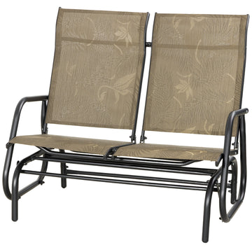 Outdoor Glider Bench, Patio Glider for 2 Persons, Brown